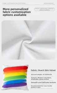 Detail of soft peach skin pillowcase with rainbow stripes and smooth breathable texture