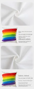 Detail showing plush fabric texture and rainbow stripe design of the 45x45cm pillow cover