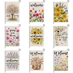 Lot de 9 drapeaux de jardin printaniers avec motifs tournesols tulipes et marguerites