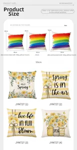 Size chart showing 40cm to 50cm dimensions for alphabet sofa cushion covers