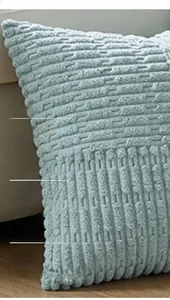 Detailed close-up of soft mint green corduroy pillow cover showing woven texture