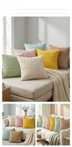 Detailed grid texture on colorful corduroy pillow covers in multiple vibrant shades