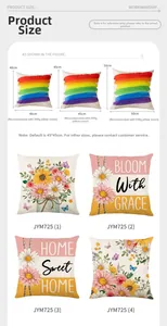 Guide des tailles pour housses de coussin fleuries en 40x40, 45x45 et 50x50 cm