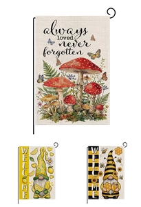 Detailed close-up showing high-strength linen texture and vivid garden flag printing