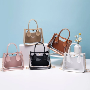 Sac Bandoulière Transparent En PVC Pour Femme Avec Pochette Intérieure En Cuir PU Chaîne Dorée Sac À Main D'été Décontracté
