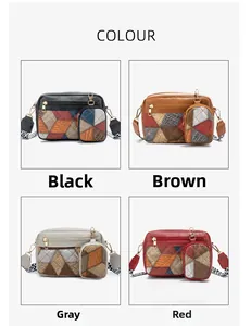 Dettaglio delle quattro opzioni di colore per la borsa a tracolla con cinghie geometriche