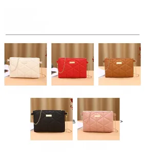 Quilted crossbody bags collection in creamy-white, red, brown, black and pink colors