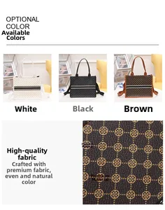 Detail of printed tote bag showing clover pattern texture and durable synthetic leather