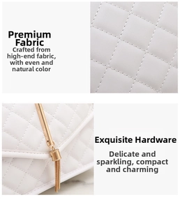 Detail of white quilted leather texture with gold metal hardware and stylish tassel
