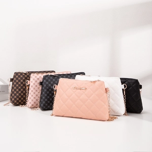 Sac À Épaule Élégant Pour Femmes En Cuir PU Treillis Diamant Matelassé Imprimé À Pois Chaîne Métallique Bandoulière
