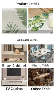 Detail of green tropical leaf table runner with high-definition digital floral print
