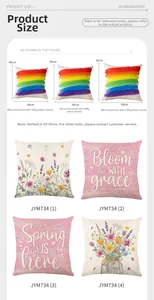 Größentabelle für Blumen-Kissenbezüge mit Maßen von 40cm, 45cm und 50cm Varianten