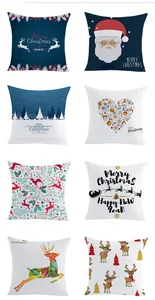 Detailed grid view of eight assorted Christmas peach skin velvet decorative pillowcases
