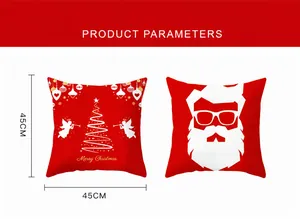 Detailed view of 45x45cm Christmas cushion covers with Santa Claus and tree designs