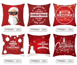6er-Set rote Weihnachts-Kissenbezüge mit verschiedenen festlichen Drucken und Motiven