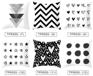 Black and white modern geometric and hand-drawn patterns on sofa pillowcase set