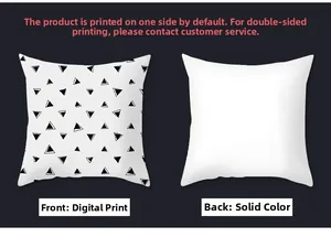 Detail showing white cushion cover with black geometric triangles and plain white back