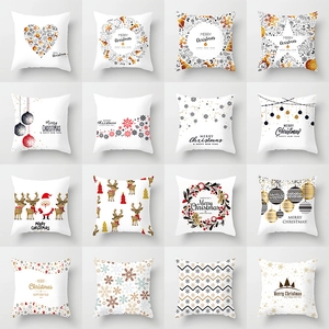 Christmas Cushion Cover Peach Skin Velvet Decorative Pillowcase For Sofa Living Room Holiday Party Home Decor Digital Printing