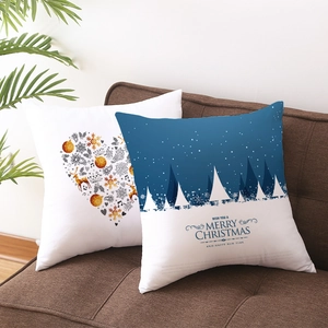 Christmas peach skin pillows set featuring reindeer heart and starry night forest designs