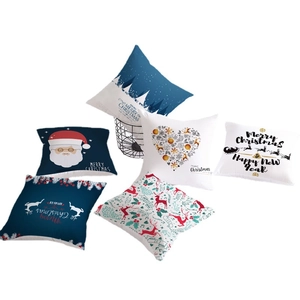 Set of 6 Christmas peach skin throw pillow covers featuring Santa and reindeer designs