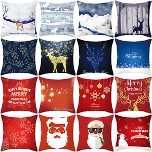 Weihnachten Kissenbezug Pfirsichhaut-Stoff Rentier Schneeflocke Druck Quadratisch Kissenhülle Sofa Wohnzimmer Deko