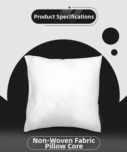 Detailed view of square white non-woven fabric pillow core with durable PP cotton filling