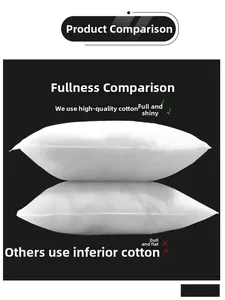 Detail view of two white pillow inserts with premium elastic PP cotton filling