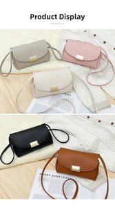 Litchi pattern leather crossbody bags in five colors with golden magnetic buckles