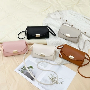 Minimalist Litchi Texture PU Leather Small Square Crossbody Bag For Women Gold Metal Lock Simple Fashion Shoulder Bag