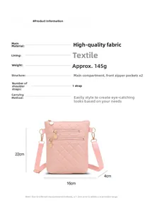 Größentabelle für rosa gesteppte Umhängetasche mit Maßen von 22cm Höhe und 16cm Breite