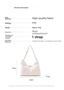 Detailed size specifications for a white quilted PU leather crossbody bag with dimensions