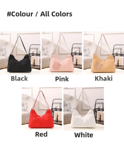 All colors of V-pattern woven tote bags shown in black, pink, khaki, red and white