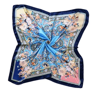 90cm square satin scarf featuring floral and paisley prints with a silky lustrous finish