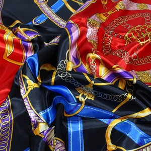 90cm chain print silk square scarf featuring vintage horse harness and buckle pattern