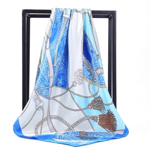 Carré De Satin Femme Luxe Imprimé Chaîne Satin Foulard Cheveux Écharpe Cou Rétro Élégant