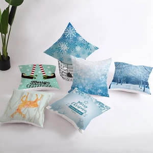 Christmas snowflake pillow covers in mint green and blue for winter home decoration