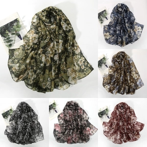 Selection of six lightweight floral voile scarves in various elegant patterns and colors