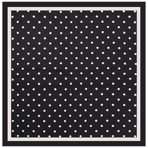 Carré de soie classique 70cm avec un motif à pois noir et blanc au style vintage
