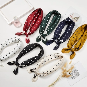 Bandana Carré À Pois Imprimé Pour Femmes Satin Artificielle Polyester Élégant Rétro Français Foulard Accessoire De Cheveux