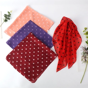 Foulard Carré En Mousseline À Pois Petit Bandana De Cheveux Élégant Et Léger Pour Femmes Décoration De Mode
