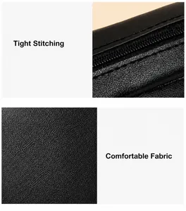 Detail van nauwgezet stikwerk en metalen rits op de zwarte crossbodytas met textuur