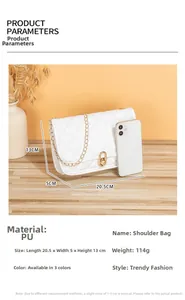 White quilted crossbody bag with gold chain strap and turn-lock closure details