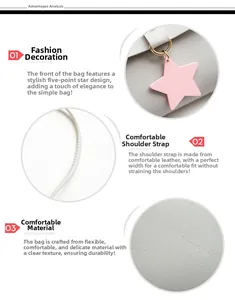 Detalles del bolso bandolera gris con colgante de estrella y textura de cuero granulado