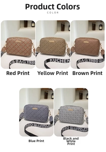 Detailed grid showing five color variants of checkered crossbody bags with wide straps