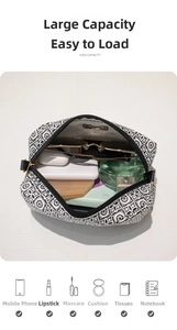 Internal view of crossbody bag showing large capacity for phone and cosmetics