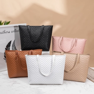 Sac Cabas Matelassé À Chevrons Pour Femmes Grande Capacité Cuir PU Minimaliste À La Mode Sac À Main Élégant Quotidien