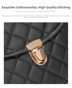 Détail d'un sac bandoulière noir matelassé avec fermoir doré et coutures de précision