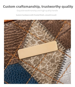 Macro shot of tricolor embossed leather with quilted stitching and gold hardware detail