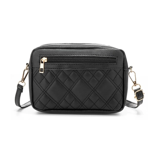 Classic black quilted crossbody bag for women with gold hardware and adjustable strap