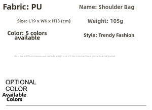 Detailed size and material specification chart for the PU leather plaid crossbody handbag